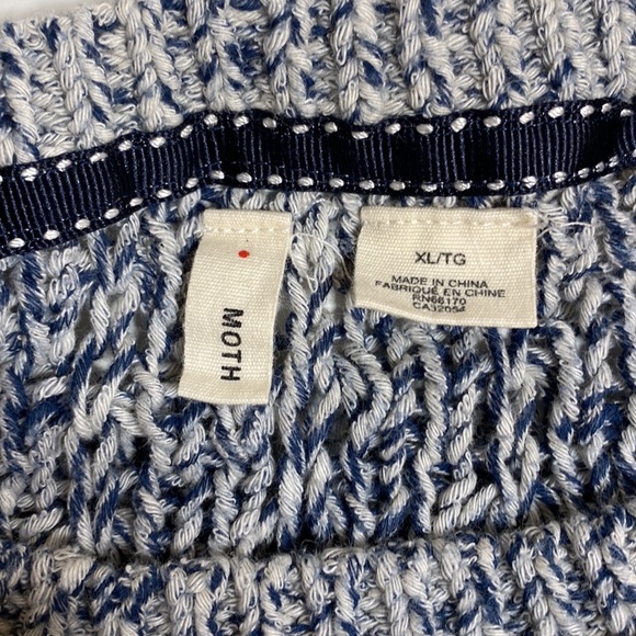 Moth Anthropologie open stitch blue marbled crew neck sweater with sid… - Picture 5 of 9